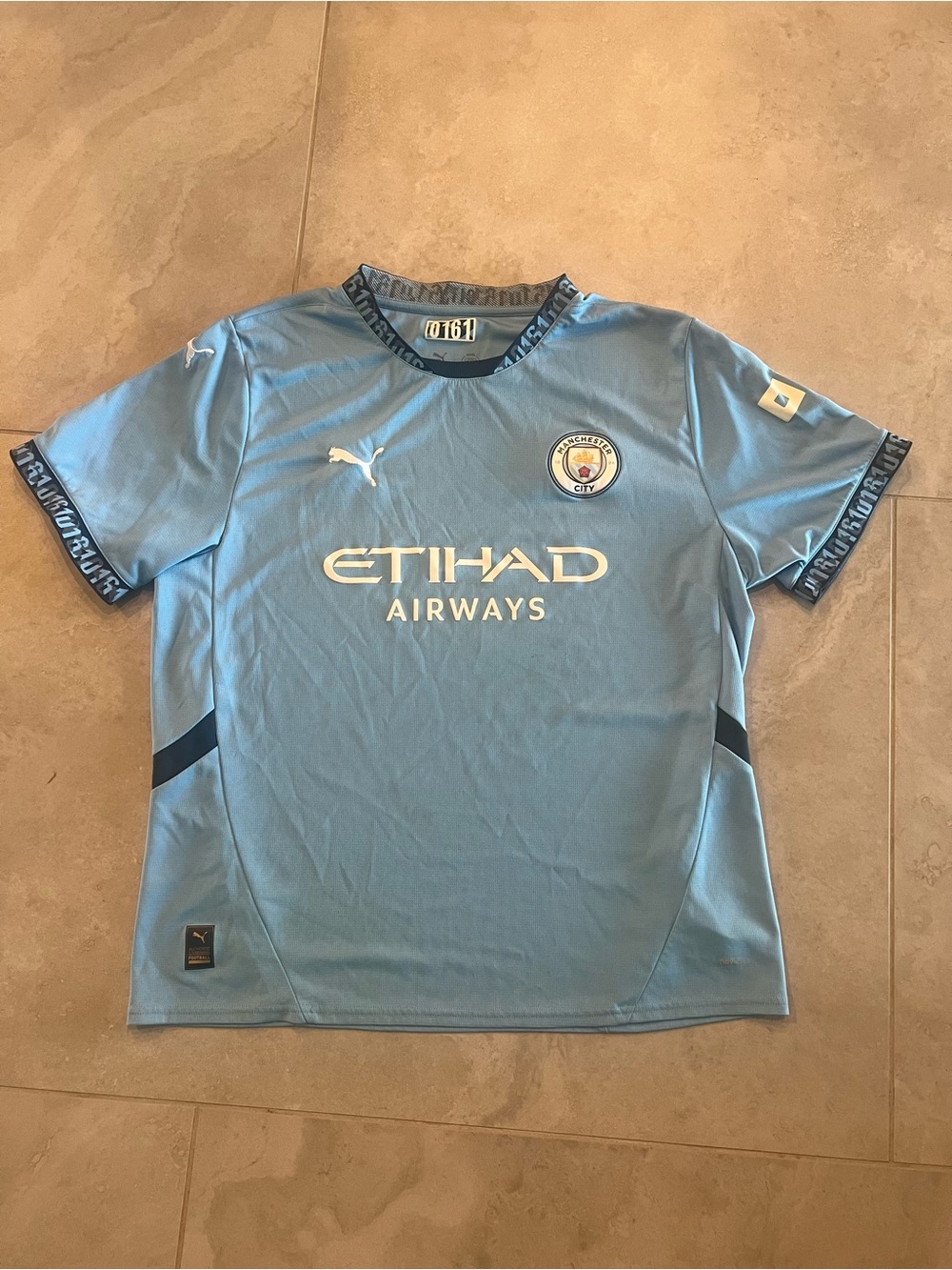 Puma Kids Sky Blue Manchester City Jersey with Navy Trim